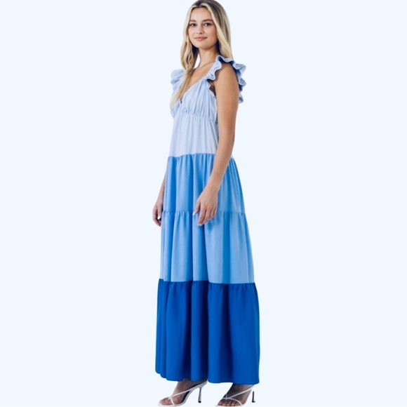 English Factory Sweet Heart Color Block Maxi Dress - Picture 2 of 15